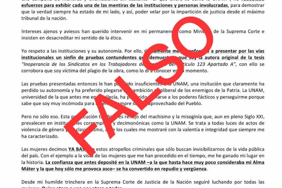 Circula falso comunicado de la ministra Yasmín Esquivel