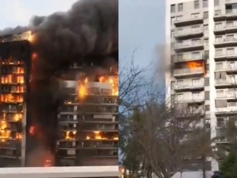 VIDEO: Incendio acaba con un edificio residencial; quedan 2 personas atrapadas