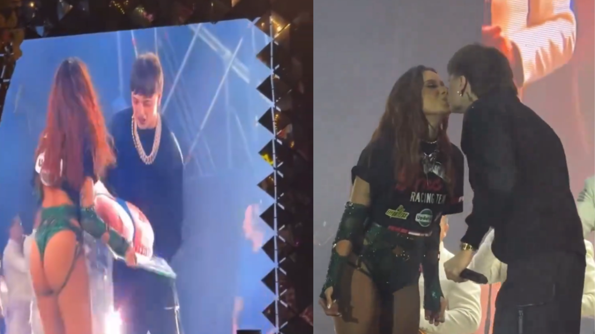 Foto: Especial | Durante la presentación de Anitta y Peso Pluma en Pa'l Norte, los fans presenciaron un pequeño beso entre ambos artistas.