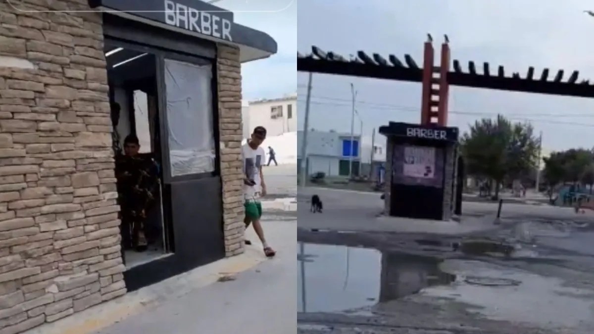 Foto:Captura de pantalla|VIDEO: Hombre instala barbería en una caseta abandonada; se viraliza