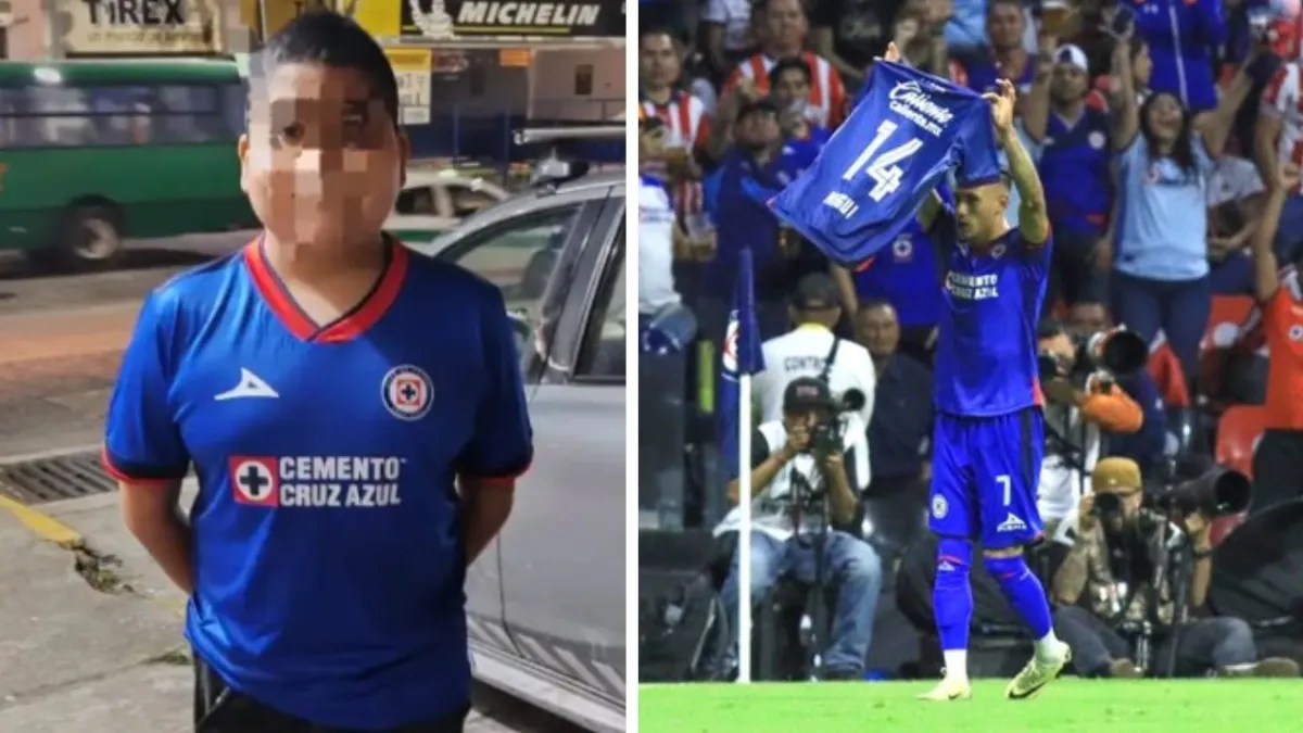 Foto: Especial/Red Social X @CruzAzul | Uriel Antuna dedica gol al pequeño José Armando, el pequeño que renunció a sus quimioterapias