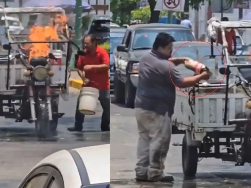 Hombre usa refresco de cola para apagar un incendio en una motocicleta; se viraliza