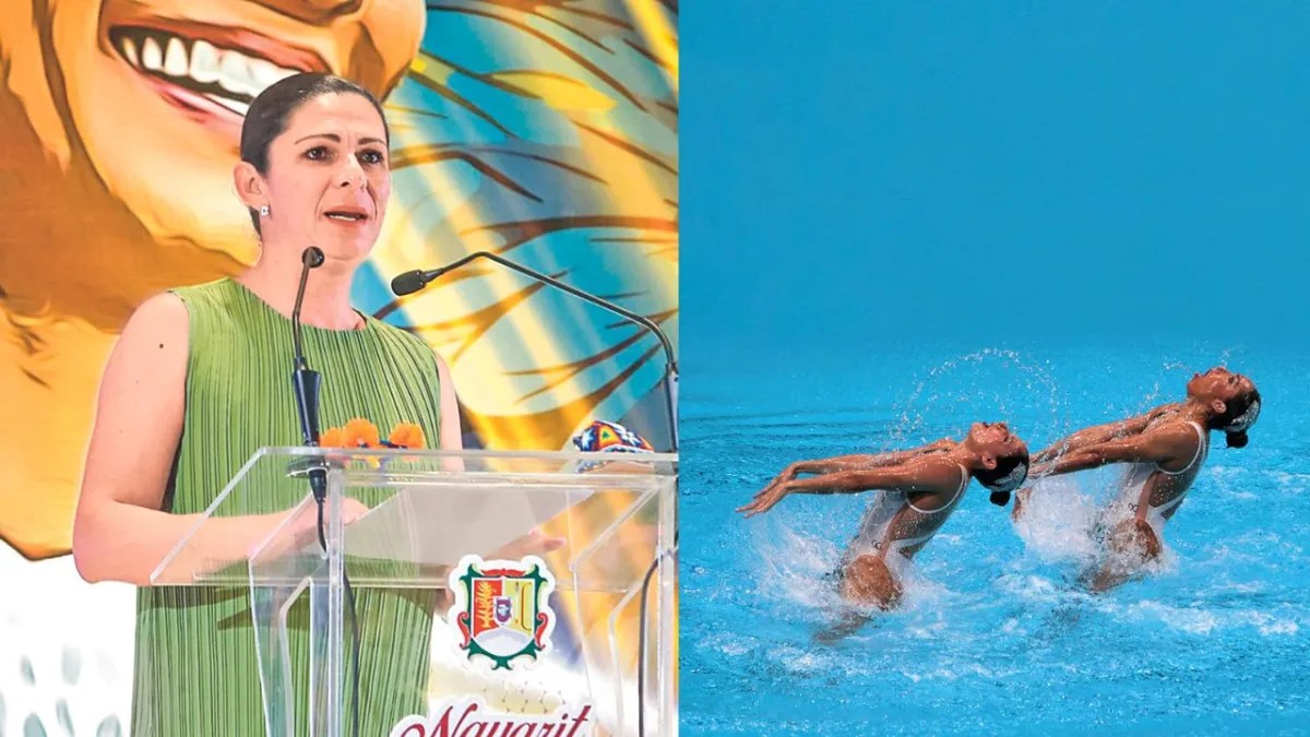 Ana Gabriela Guevara y nadadoras artísticas