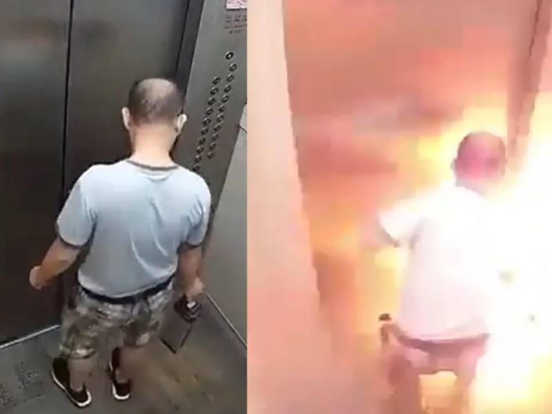 IMÁGENES SENSIBLES: Hombre fallece en un elevador tras explosión de una batería de litio