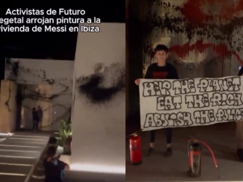 VIDEO: Activistas vandalizan la casa de Messi en Ibiza