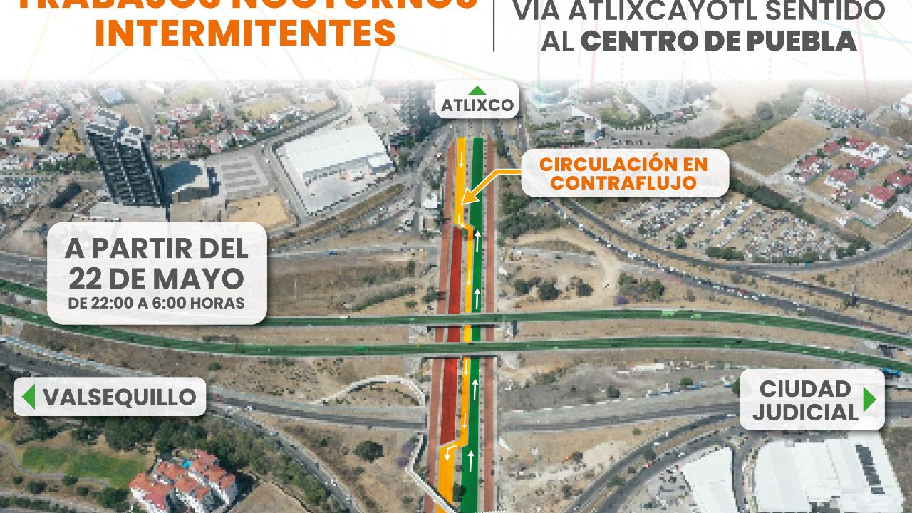Trabajos Nocturnos en Vía Atlixcáyotl